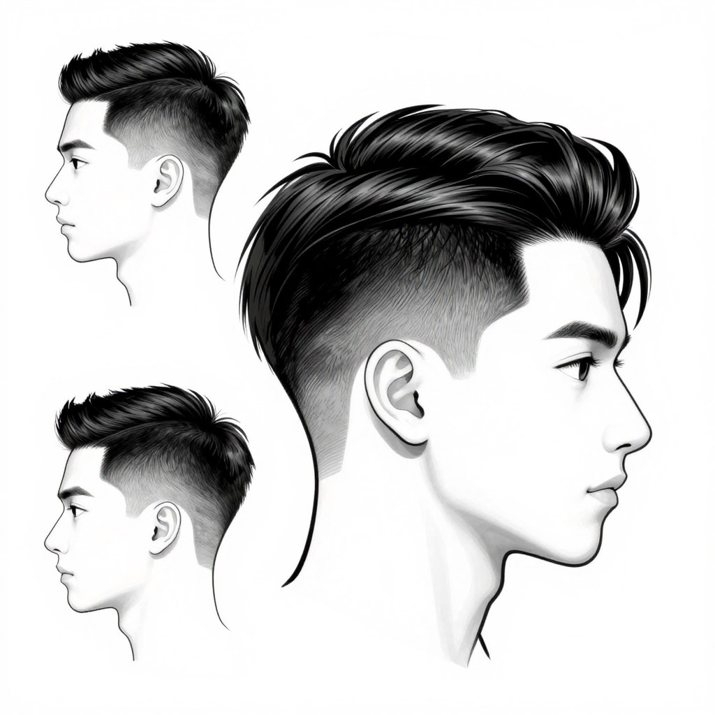 Classic side part hairstyle diagram Classic side part hairstyle diagram