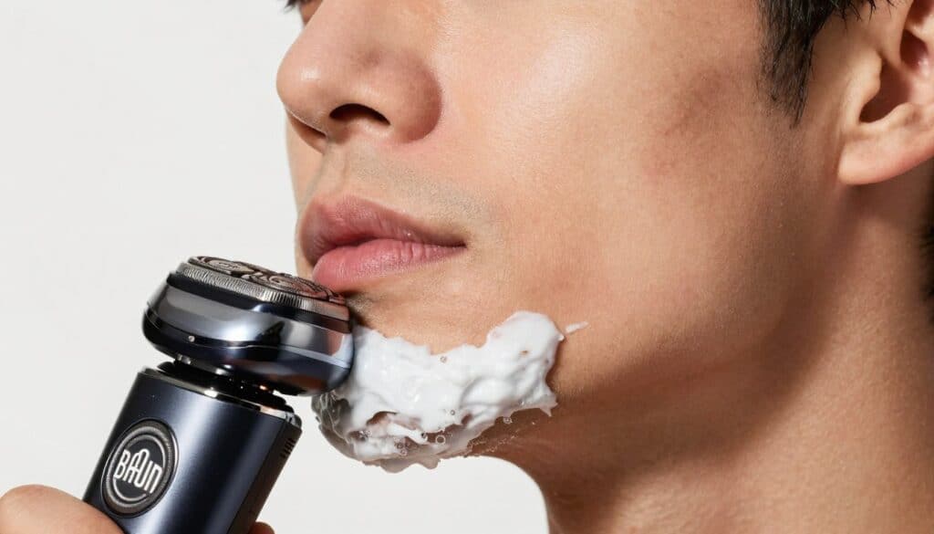 Close-up of smooth skin after using Braun electric shaver Close-up of smooth skin after using Braun electric shaver