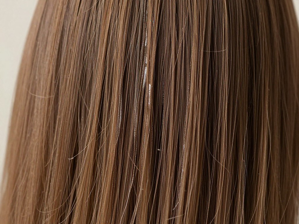Close-up of straight hair with curl cream showing enhanced texture and dimension