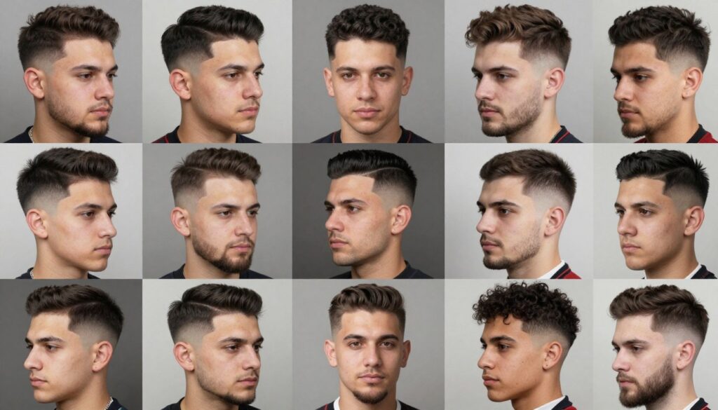 Collection of different skin fade variations showing versatility of the style Collection of different skin fade variations showing versatility of the style