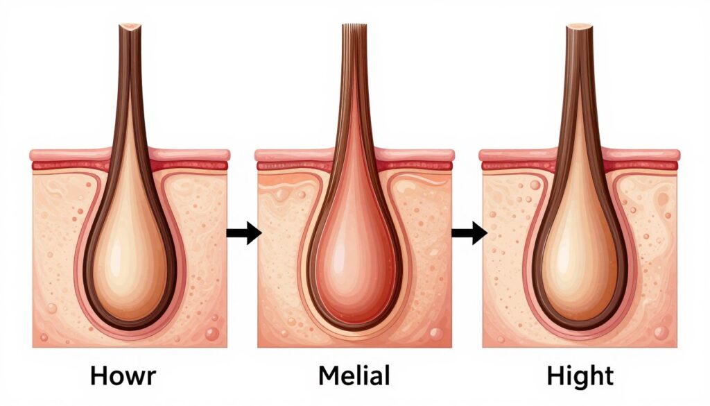 Educational diagram showing three levels of hair porosity and cuticle structure