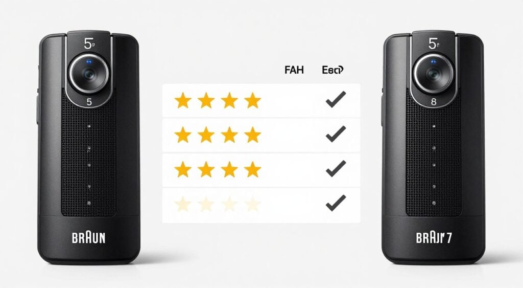 Final comparison showing both Braun shavers with ratings