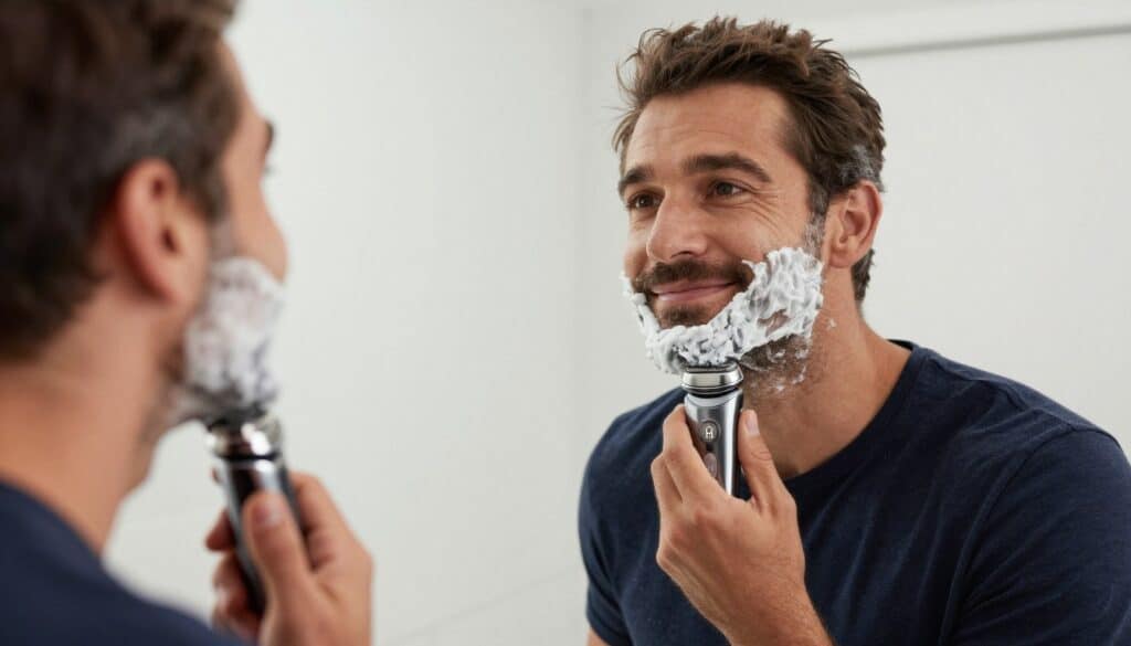 Man satisfied with Braun electric shaver results Man satisfied with Braun electric shaver results