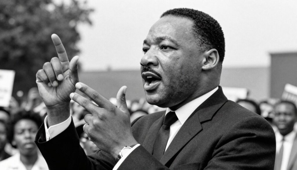 Martin Luther King Jr. speaking at civil rights rally Martin Luther King Jr. speaking at civil rights rally