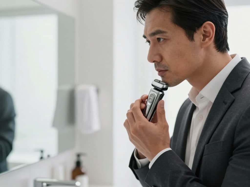 Professional man using Braun Series 7 in daily routine Professional man using Braun Series 7 in daily routine