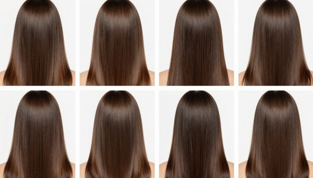 Split comparison showing benefits of curl cream on straight hair including shine and frizz control
