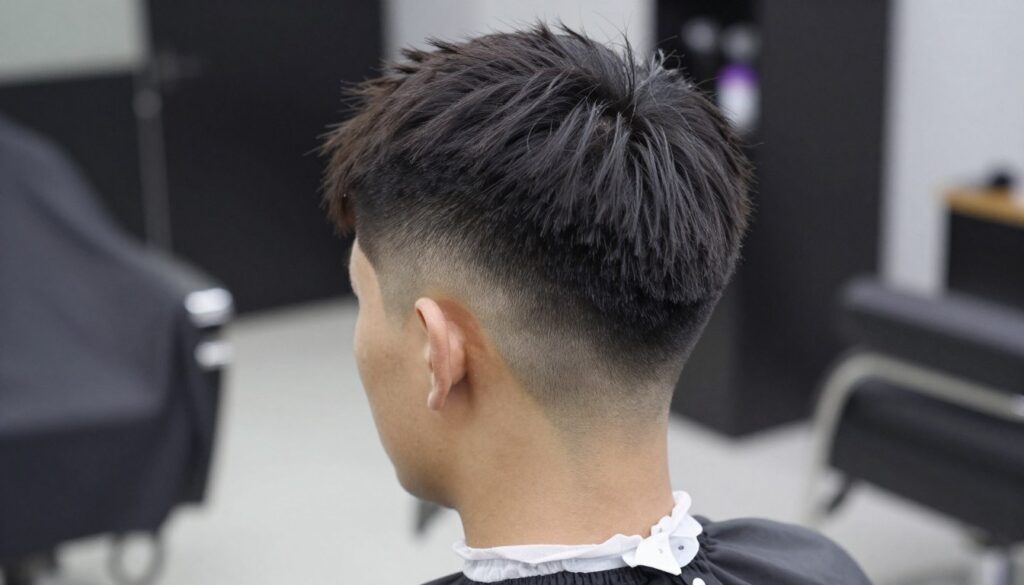 Textured crop hairstyle with mid skin fade showing choppy texture on top Textured crop hairstyle with mid skin fade showing choppy texture on top