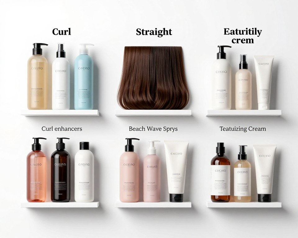 Three categories of products suitable for straight hair - curl enhancer, beach wave, and texturizing cream