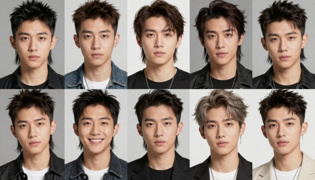 collage of celebrities and influencers with modern mullet haircuts collage of celebrities and influencers with modern mullet haircuts