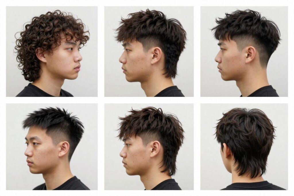collection of modern mullet variations showing different styles collection of modern mullet variations showing different styles