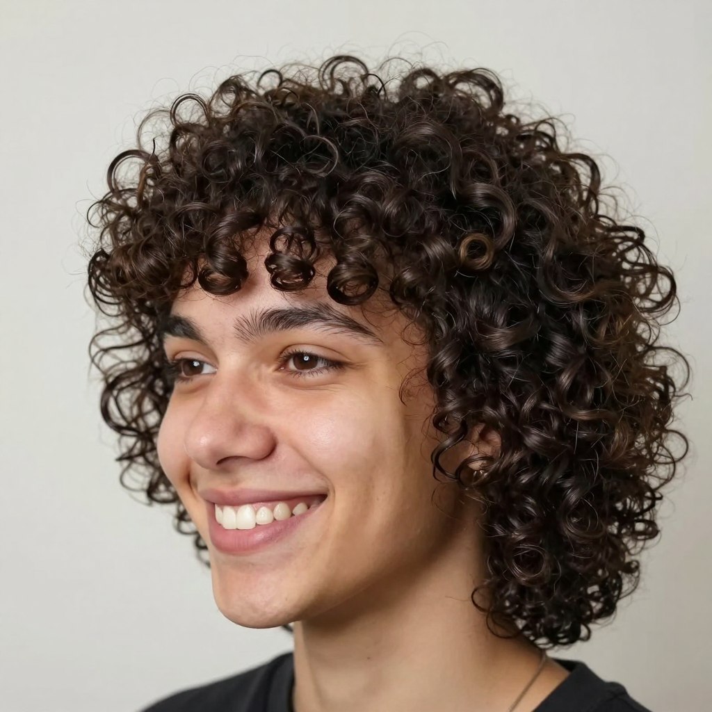 curly mullet haircut showing natural curl texture curly mullet haircut showing natural curl texture