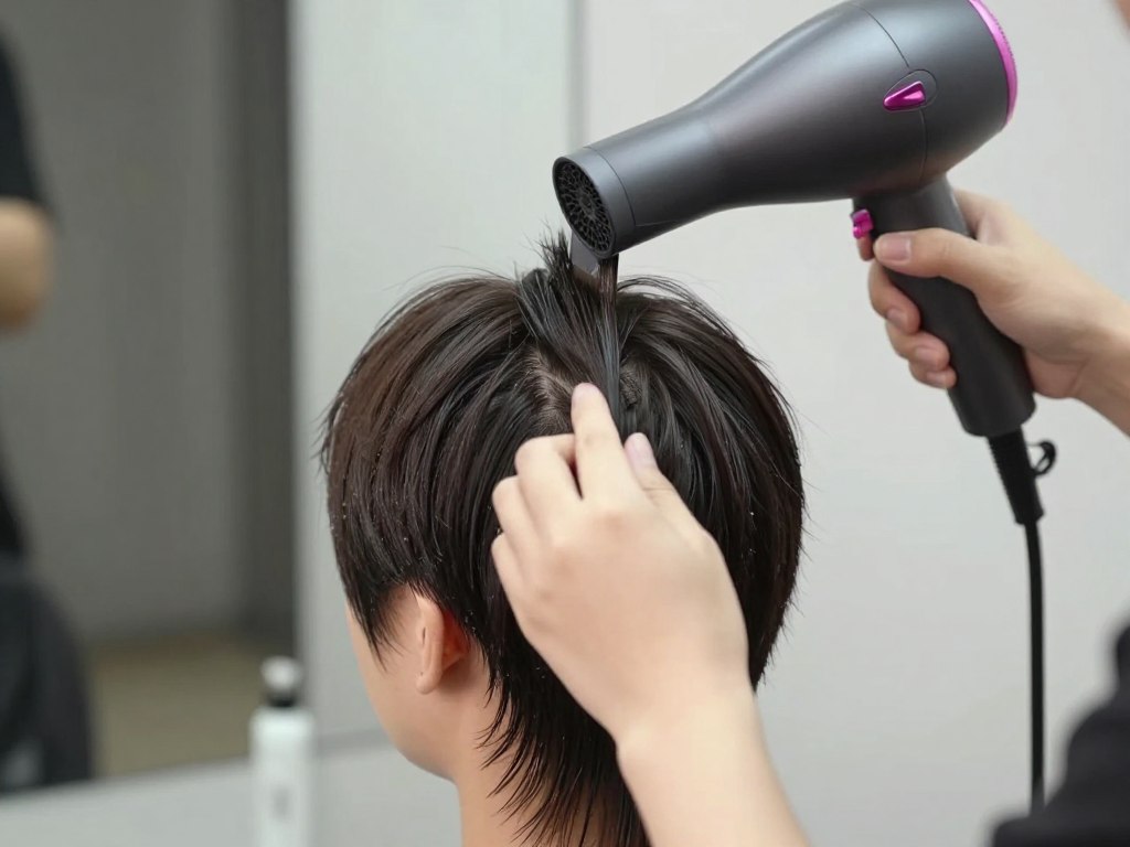 demonstration of correct blow-drying technique for mullet demonstration of correct blow-drying technique for mullet