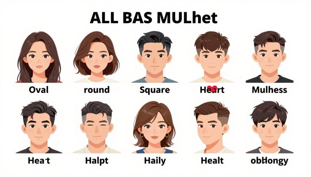 diagram showing different face shapes with suitable mullet styles diagram showing different face shapes with suitable mullet styles