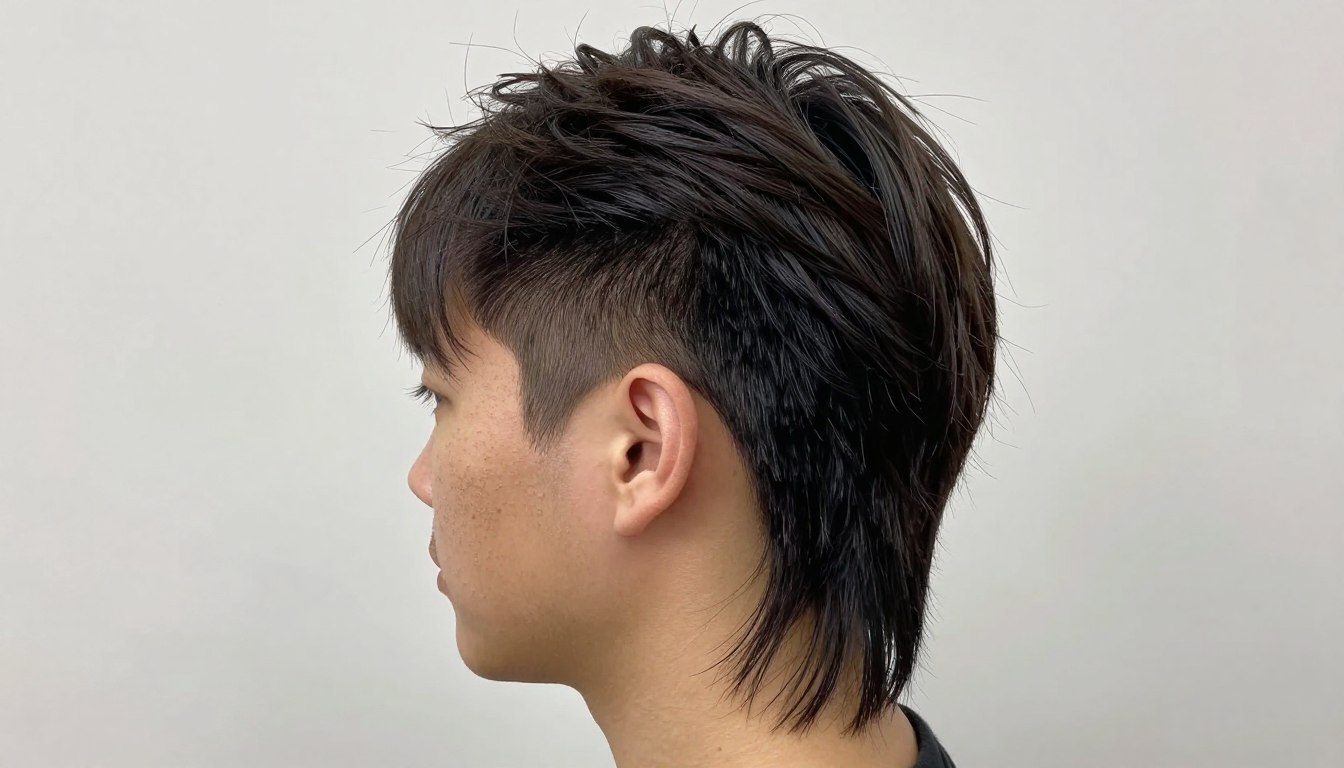 modern mullet haircut style showcasing short front and long back