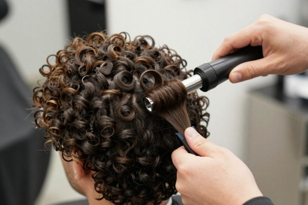 styling curly mullet hair back with diffuser attachment styling curly mullet hair back with diffuser attachment