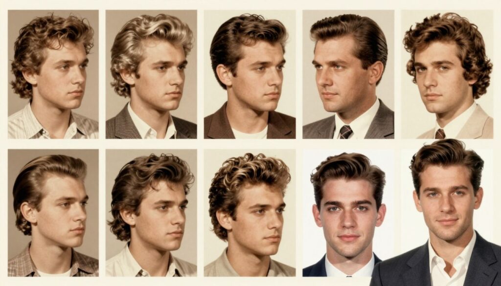vintage photograph showing historical mullet hairstyle evolution vintage photograph showing historical mullet hairstyle evolution